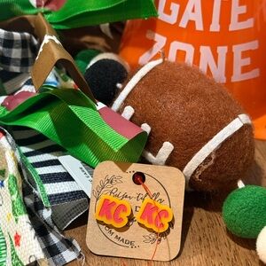 Acrylic KC Chiefs Red & Gold “KC” earrings! 🏈